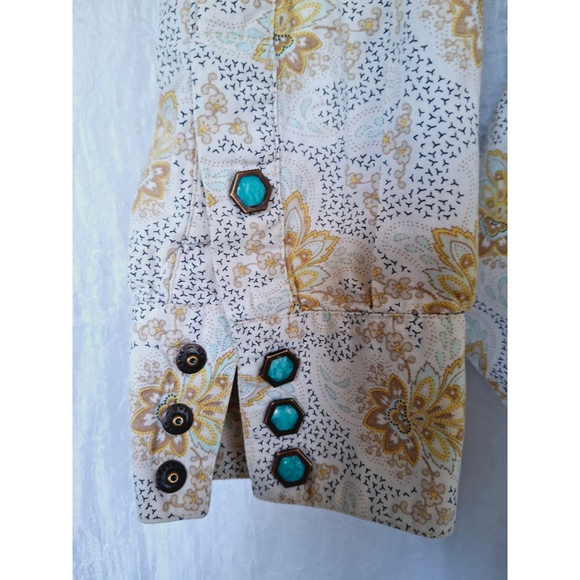 Womens Brooks & Dunn Shirt, western turquoise snap Floral, XL vintage y2k 90s - Picture 5 of 7